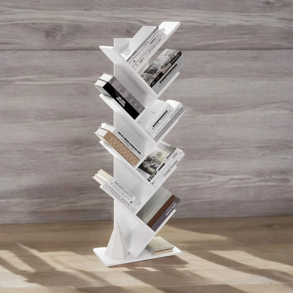 Tree Bookshelf, 9-Tier Bookcase, Space-Saving Corner Shelf, Large Bookshelf, Book Tree, Holds Books, for Bedroom