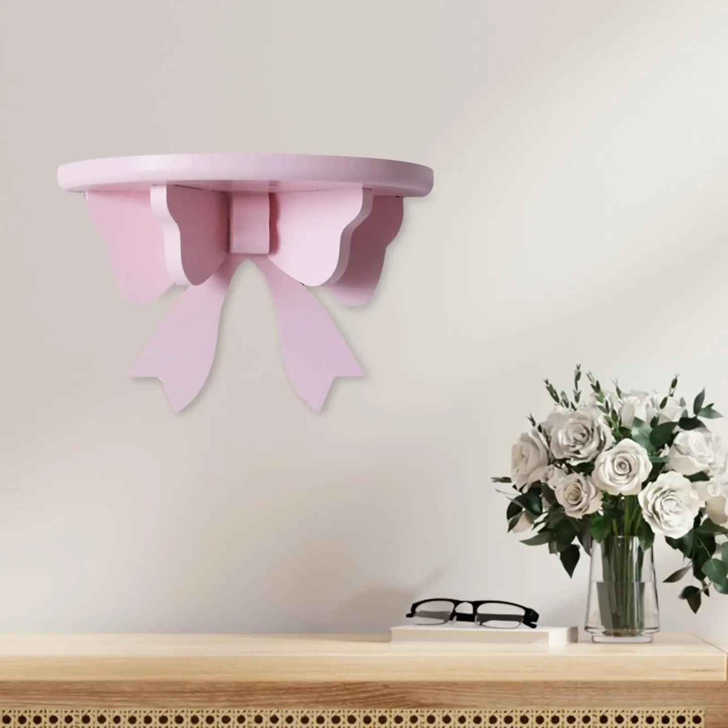Wall Shelf Bracket Display Bracket Rustic Storage Rack Shower Organizer Bow Shaped for Living Room Bathroom Wall Toilet Ornament