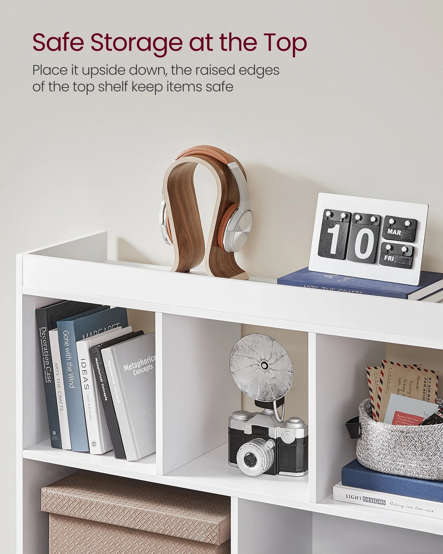 Bookcase, Bookshelf, Freestanding Storage Unit, 8 Open Compartments, Used Horizontally, Vertically, Upside Down
