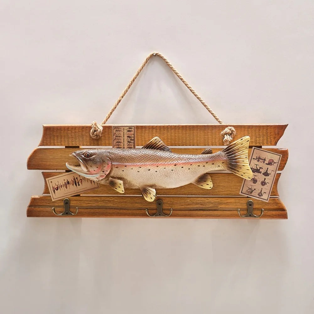 Nordic Unique Simulation Fish Pendant Handmade Realistic Wood Fish Wall Hanging Ornaments Fish Decor Hook Living Room