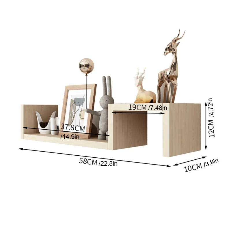 2 PCS floating shelf, partition, wall shelf, reinforcement board, strong load-bearing capacity, simple installation, can be used