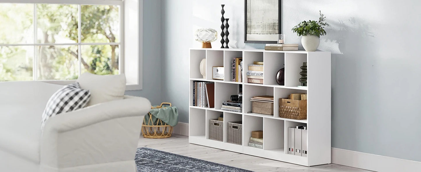 Bookcase, Bookshelf, Freestanding Storage Unit, 8 Open Compartments, Used Horizontally, Vertically, Upside Down