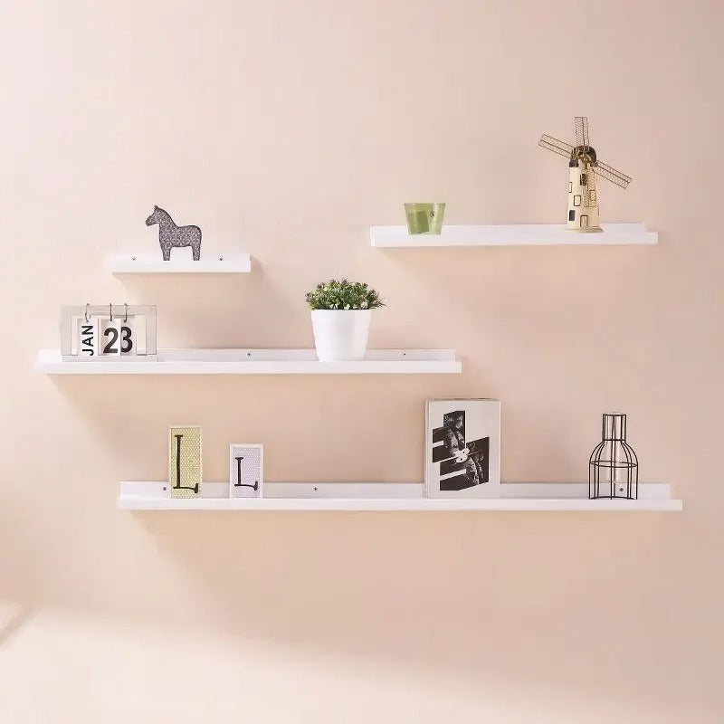 6 pieces wall hanging wall TV wall living room solid wood partition wall Honor wall display stand, white