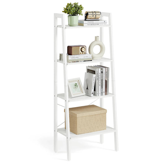 Ladder Shelf, 4-Tier Bookshelf, Storage Rack, Bookcase with Steel Frame, for Living Room, Home Office, Kitchen, Bedroom