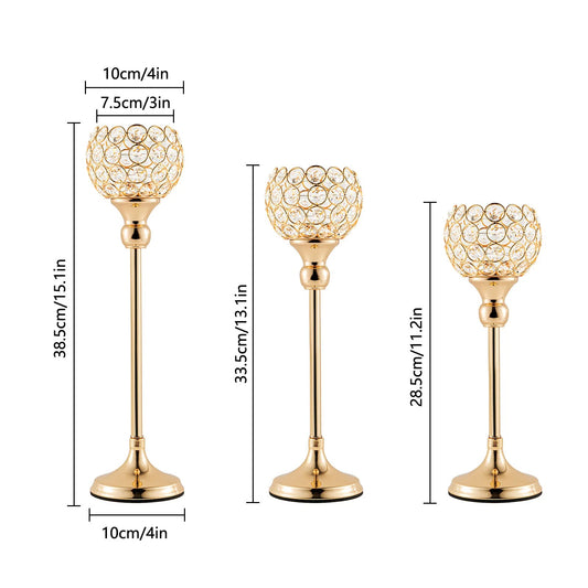 Gold and Silver Crystal Candlesticks Holders for Wedding Centerpieces, Tea Light, Candlesticks, Decorations, 5PCs per Set