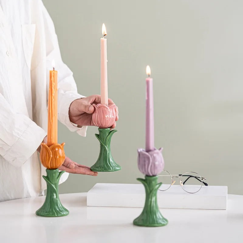 1PC Ceramic festival candlestick vases, light luxury and high-end home decoration handicrafts and ornaments