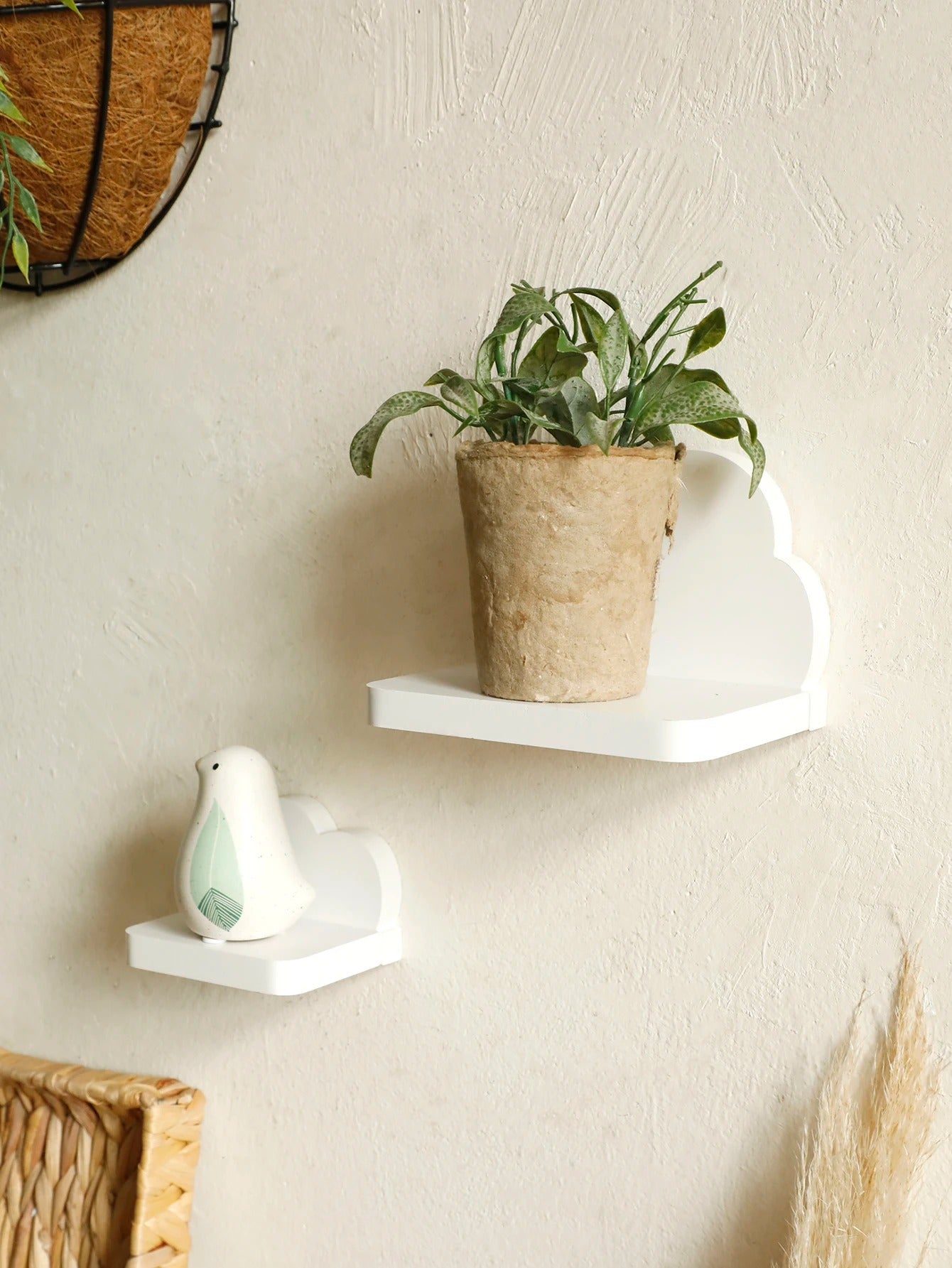 Boho Cloud Wall Shelf, Minimalist Floating Display Shelf for Kids' Room Decor, Wooden Cloud Shape Organizer for Nursery, Bedroom