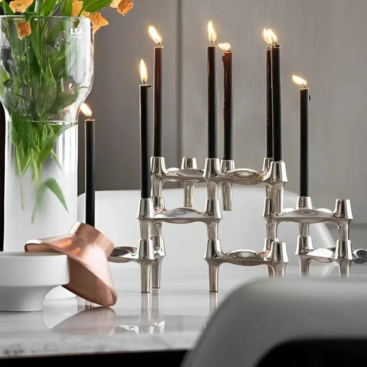 Vintage Candlestick Holders Small Stand Nordic Metal Candlestick for Stick Skinny Candelabra Set for 3 Candles Living Room Decor
