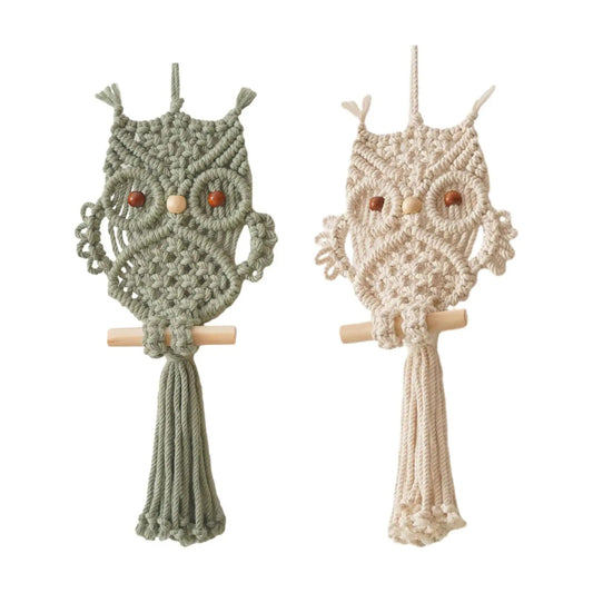 Owl Macrame Tapestry Woven Wall Hanging Pendant Ornament Woven Bohemian Tapestry