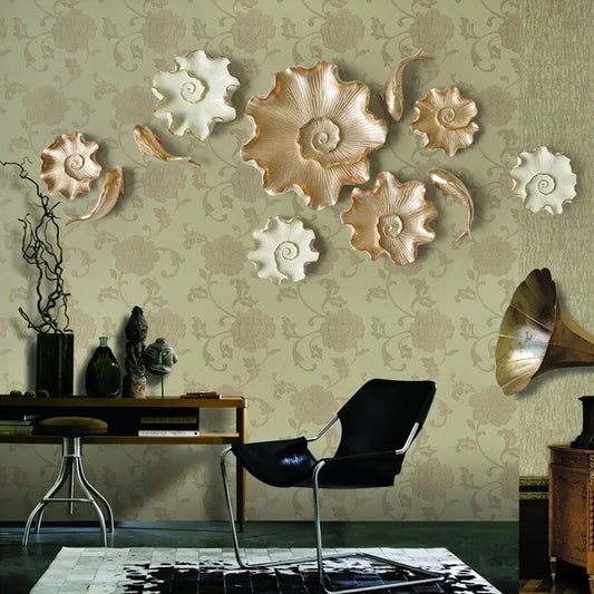 European-style resin lotus leaf fish wall decoration, living room three-dimensional wall decoration, wall hanging ornaments
