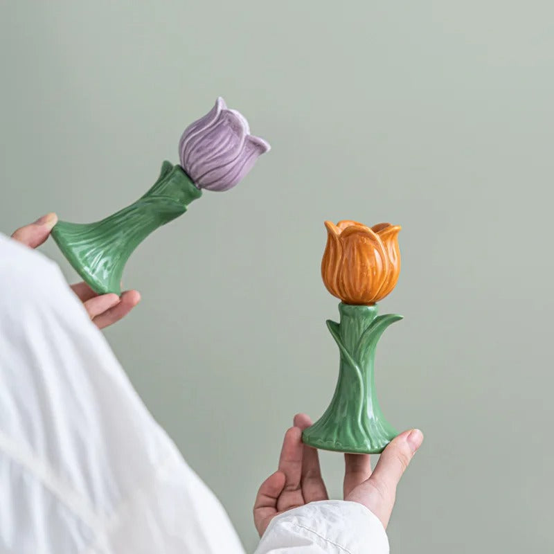 1PC Ceramic festival candlestick vases, light luxury and high-end home decoration handicrafts and ornaments