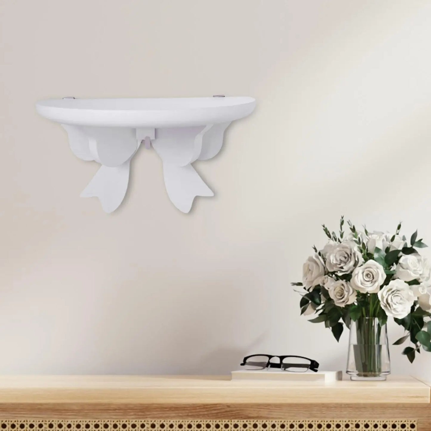 Wall Shelf Bracket Display Bracket Rustic Storage Rack Shower Organizer Bow Shaped for Living Room Bathroom Wall Toilet Ornament