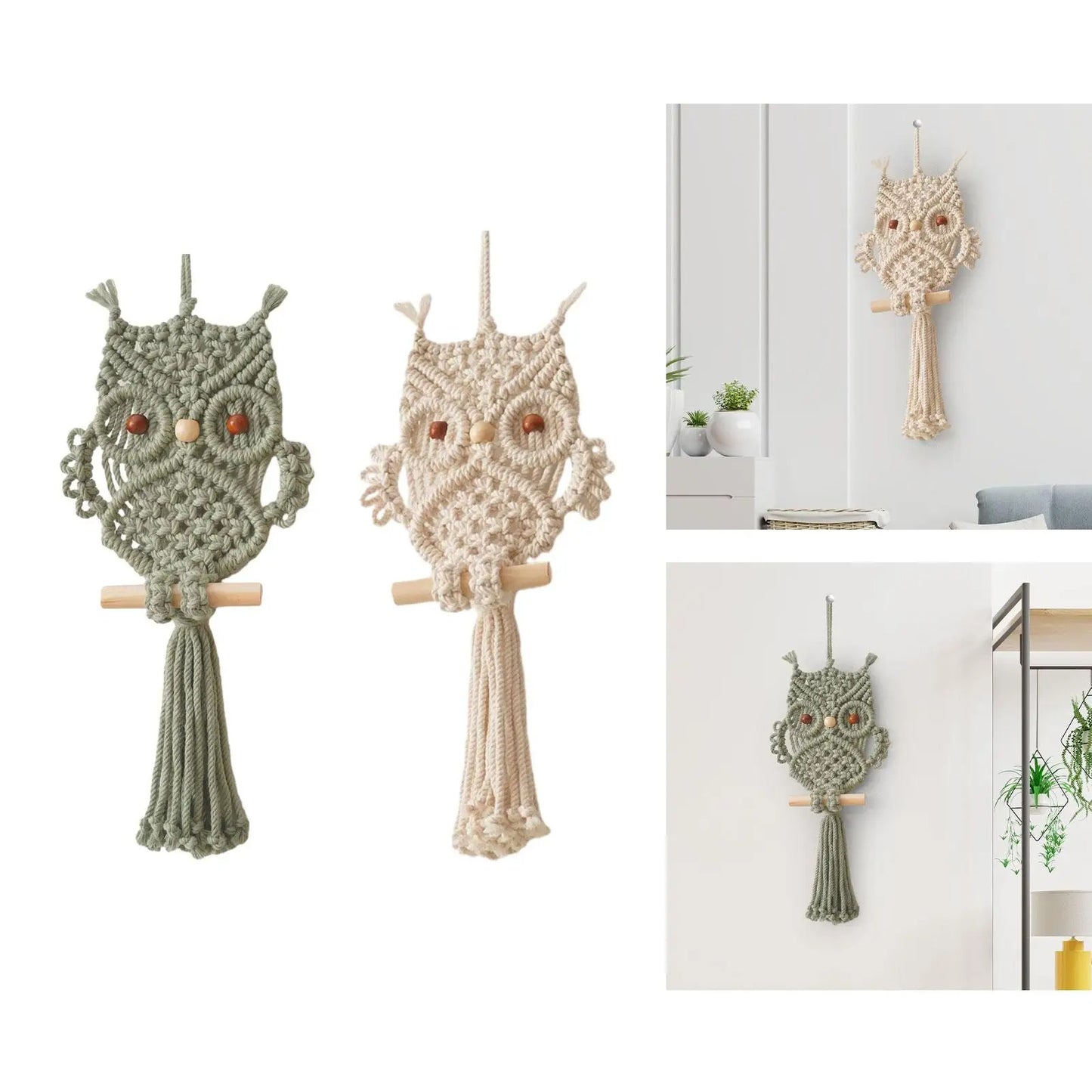 Owl Macrame Tapestry Woven Wall Hanging Pendant Ornament Woven Bohemian Tapestry