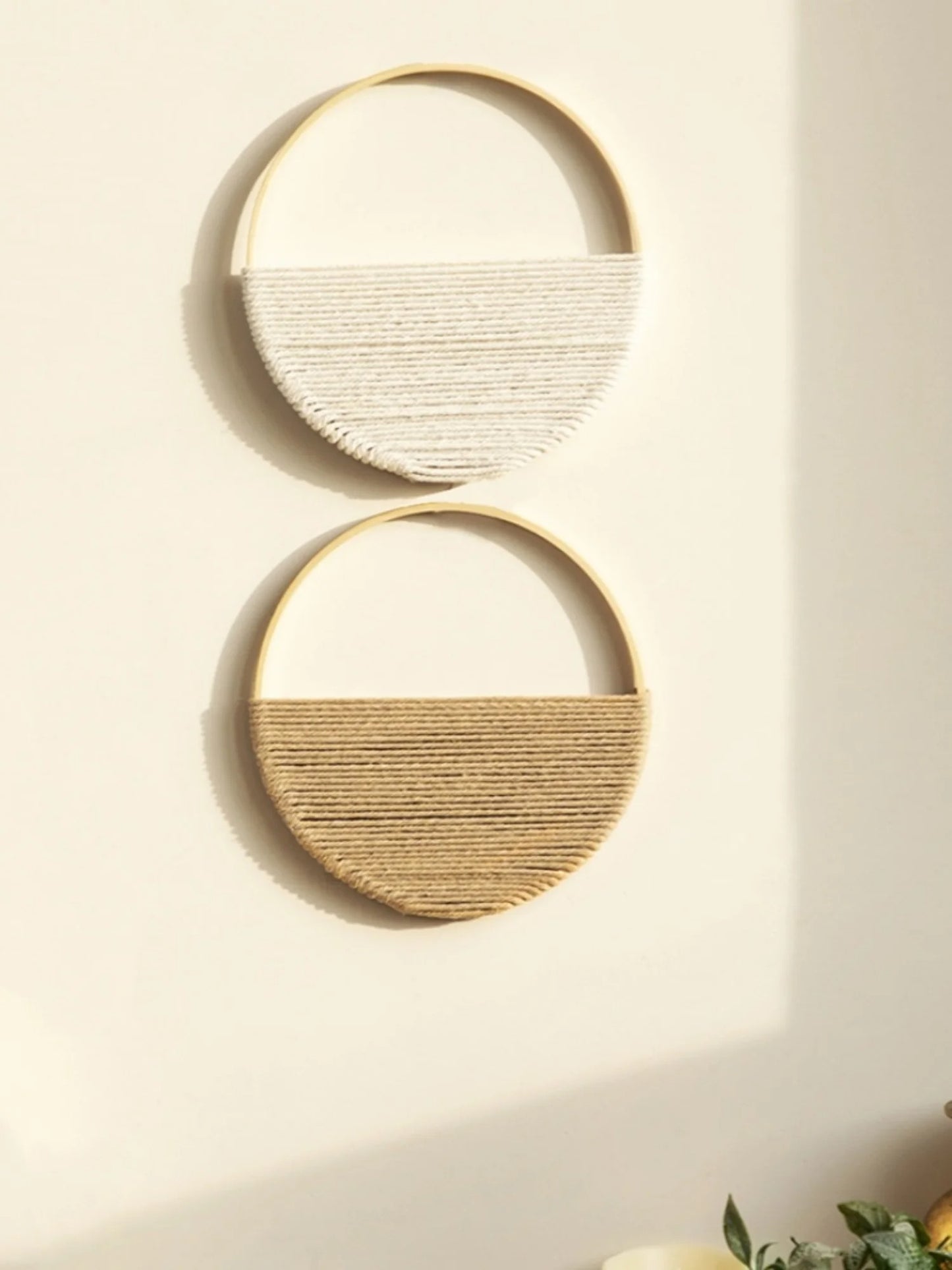 2pcs Macrame Round Wall Hanging Woven Tapestry Bamboo Circle Wall Decor Boho Home Decorations Living Room Decors Aesthetic Gifts