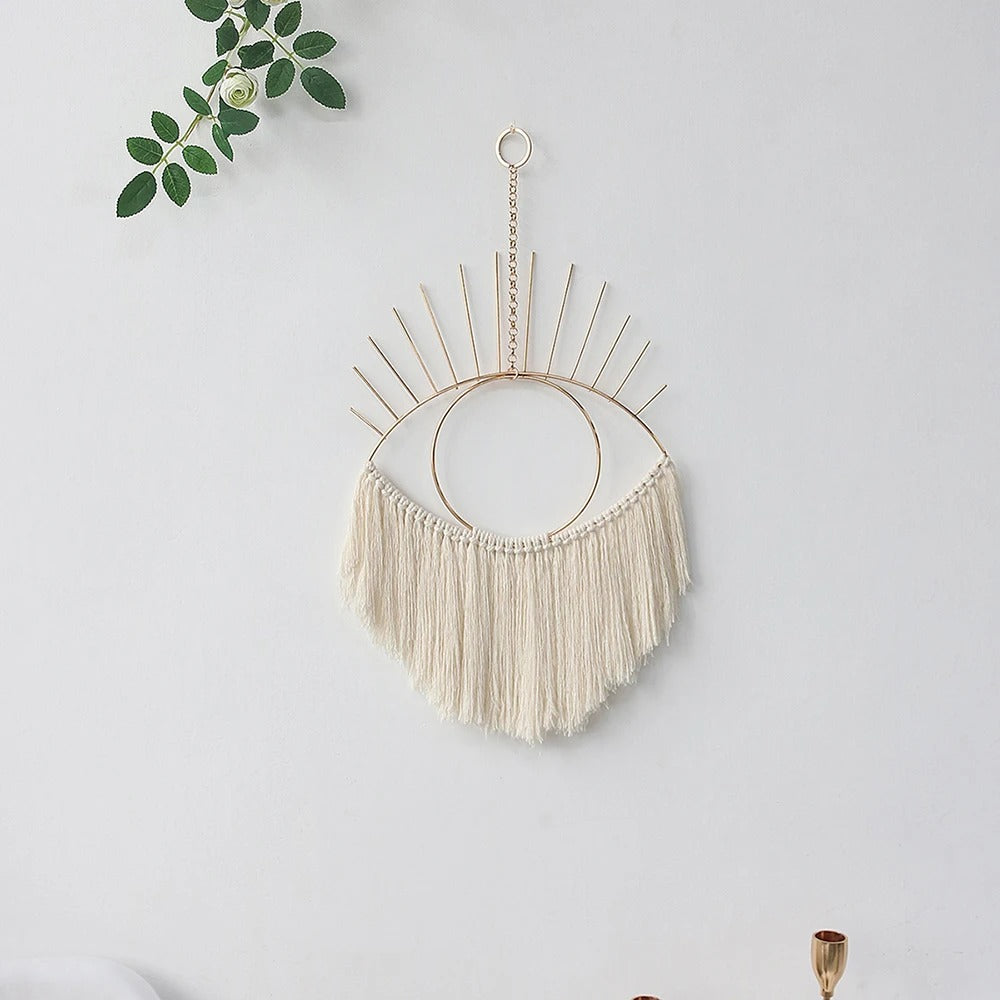 Boho Macrame Wall Hanging Evil Eye Tapestry Decoration Home Decor  Dream Catcher Aesthetic Metal Art Room Bedroom Ornaments
