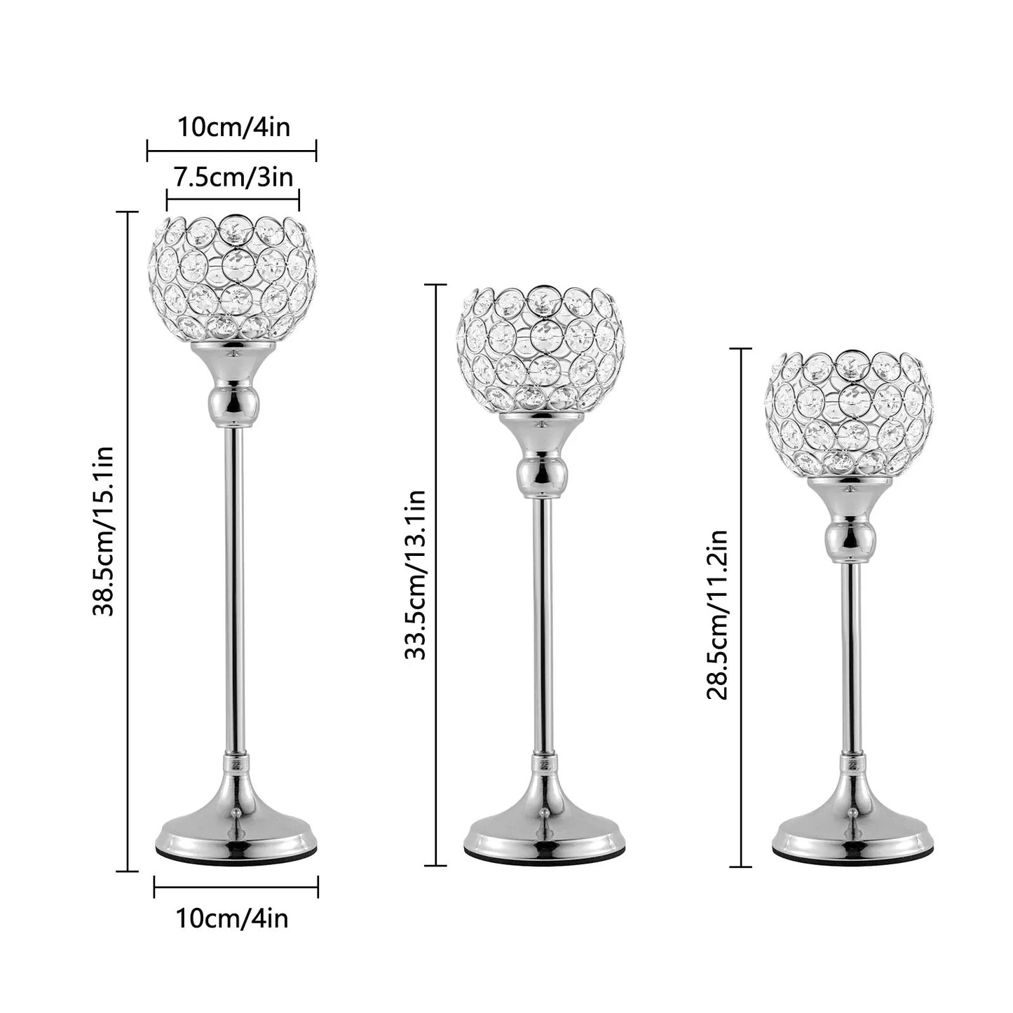 Gold and Silver Crystal Candlesticks Holders for Wedding Centerpieces, Tea Light, Candlesticks, Decorations, 5PCs per Set