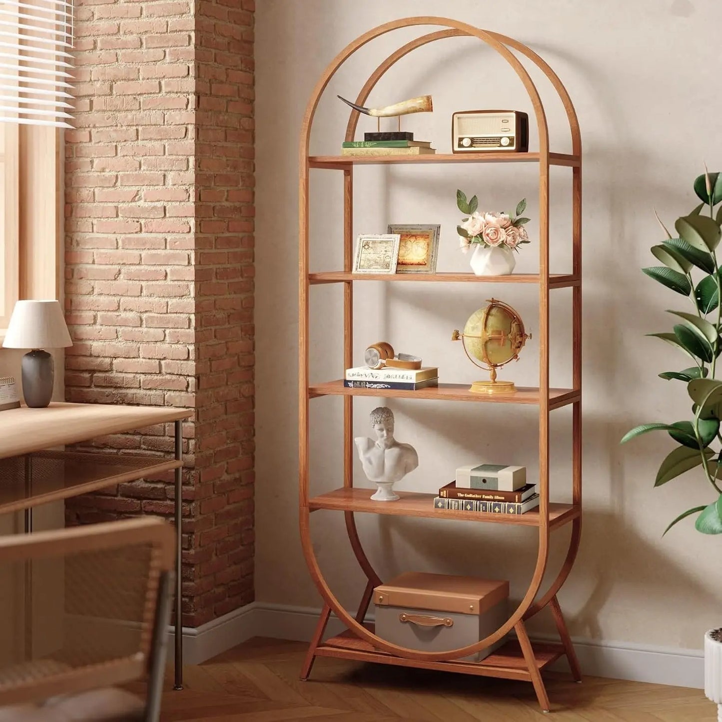 Bookshelf 5-Tier Arched Bookcase, 70.8" Tall Modern Open Book Shelves,Freestanding Display Rack for Living Room, Bedroom, Office