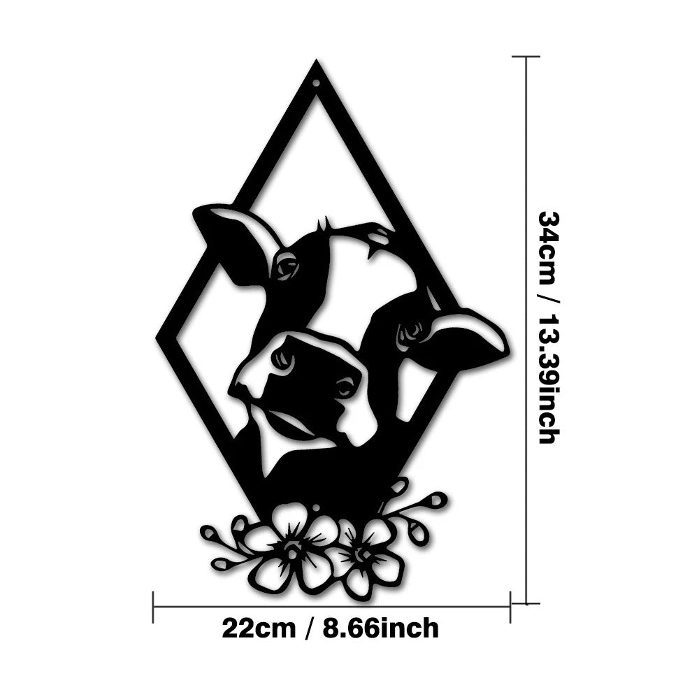 Metal Cow Wall Art Hanging Decorations Sign Farmhouse Kitchen Sculptures Animals Classic Housewarming