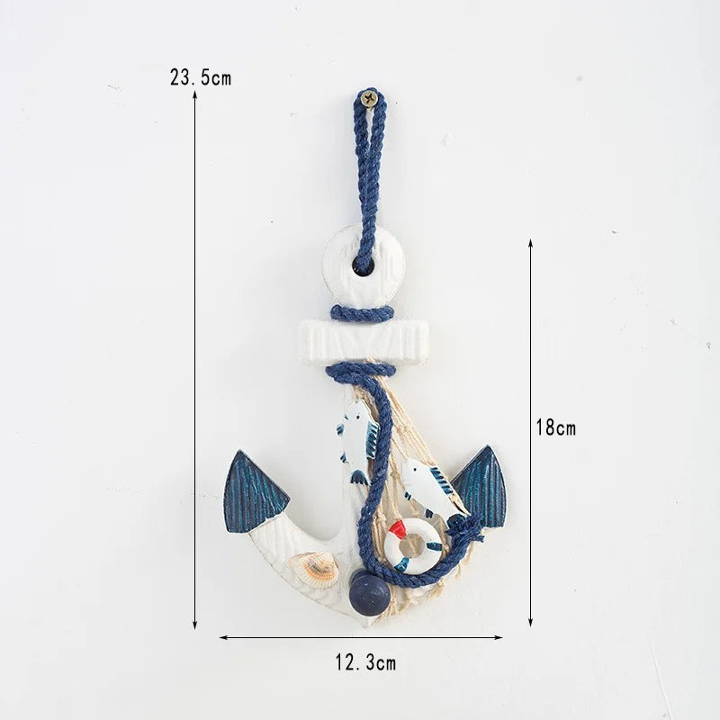 18cm/7 inch Nautical Rustic Wooden Anchor with Rope Crosses Wall Art Decor Boat Wheel Hanging Wood Anchor Decorative Home