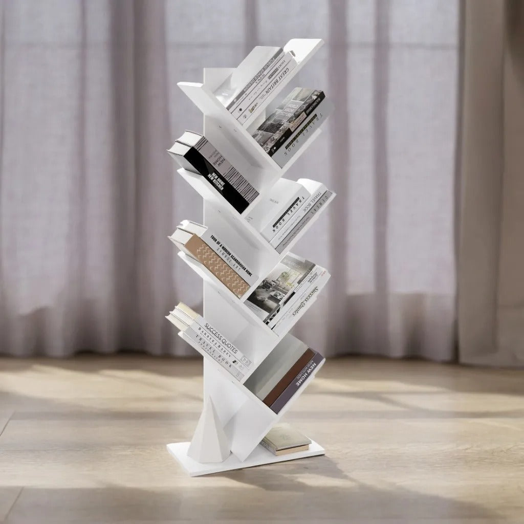 Tree Bookshelf, 9-Tier Bookcase, Space-Saving Corner Shelf, Large Bookshelf, Book Tree, Holds Books, for Bedroom