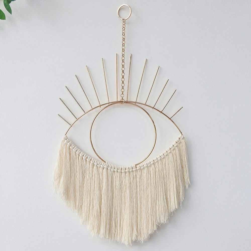 Boho Macrame Wall Hanging Evil Eye Tapestry Decoration Home Decor  Dream Catcher Aesthetic Metal Art Room Bedroom Ornaments