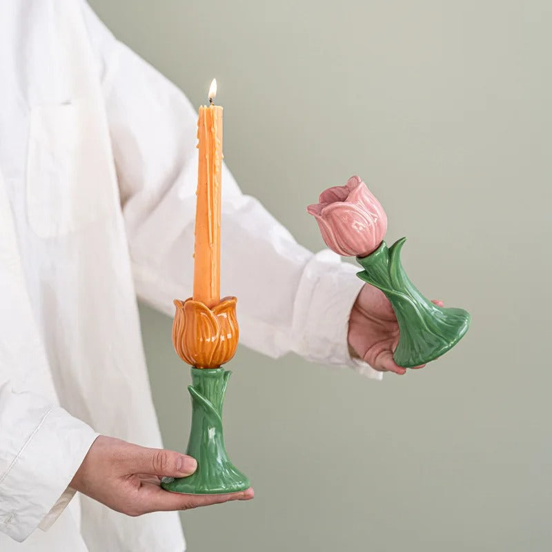 1PC Ceramic festival candlestick vases, light luxury and high-end home decoration handicrafts and ornaments