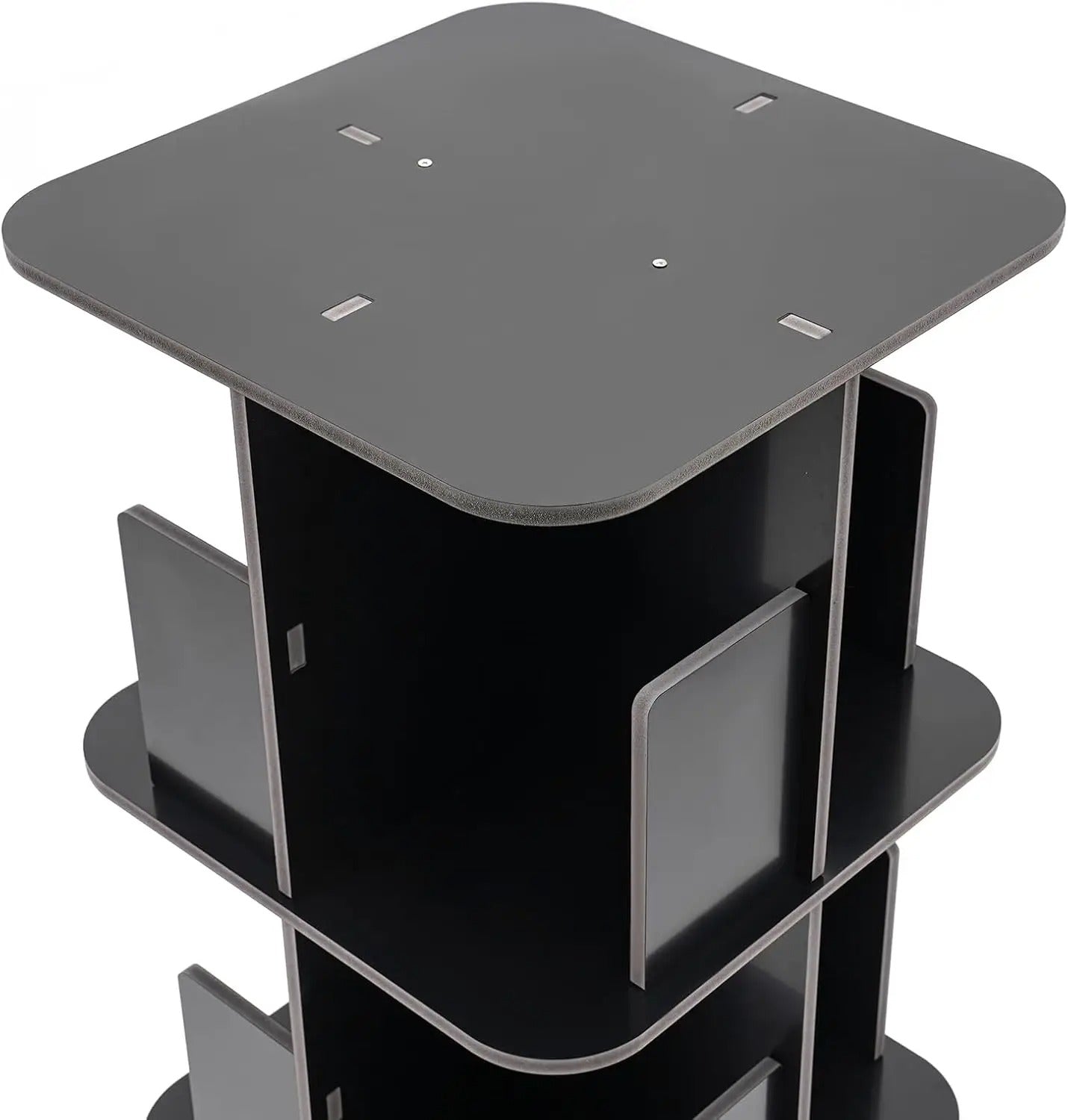 360°Rotating Bookshelf 3 Tier Bookcase Corner PVC Wood Board Bookcase, Stackable Bookshelf Organizer, Storage Display Rack