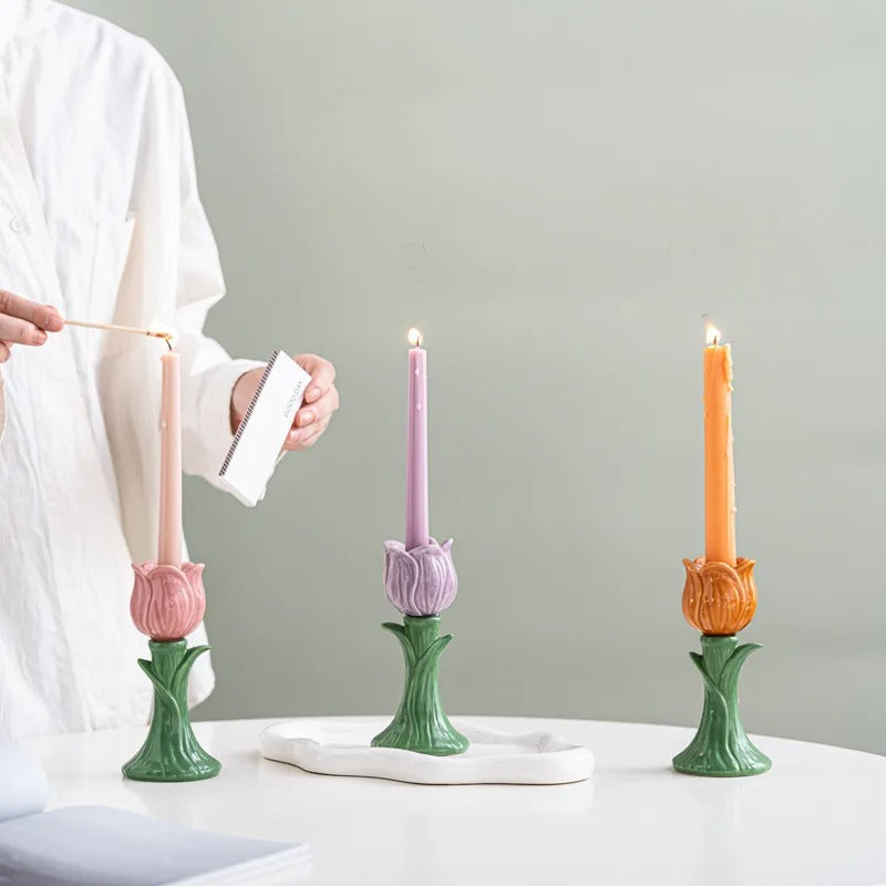 1PC Ceramic festival candlestick vases, light luxury and high-end home decoration handicrafts and ornaments