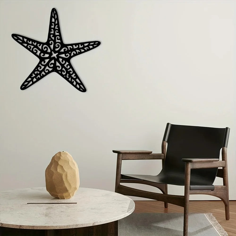 1pc Coastal Starfish Ocean Beach Metal Wall Art,Metal Wall Art Interior Decoration, Home Wall Hangings Home Decor