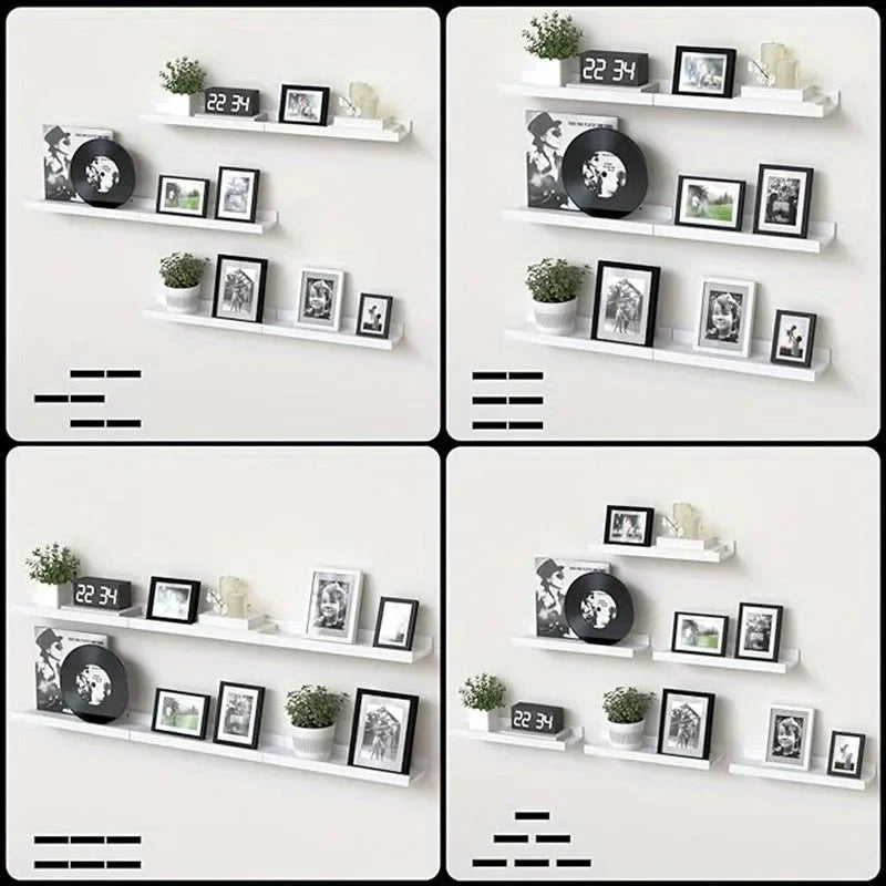 6 pieces wall hanging wall TV wall living room solid wood partition wall Honor wall display stand, white