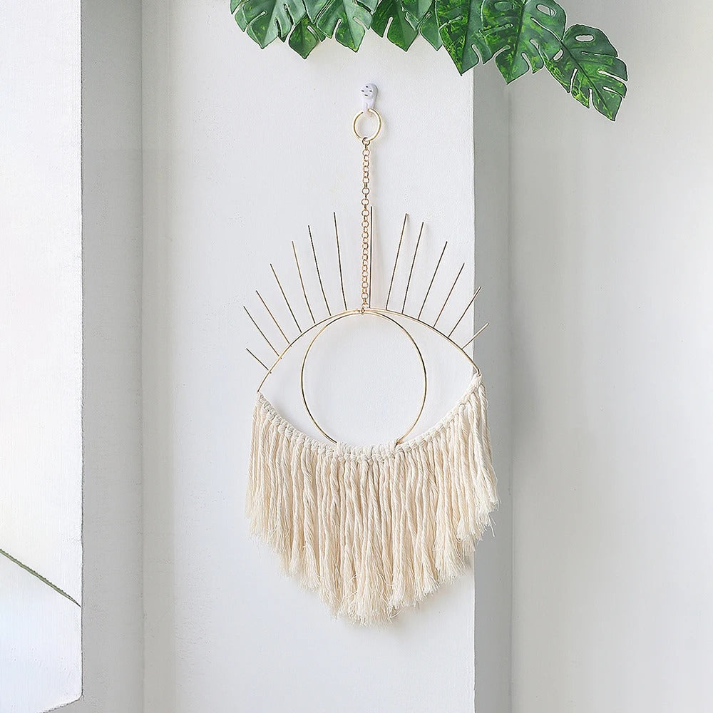 Boho Macrame Wall Hanging Evil Eye Tapestry Decoration Home Decor  Dream Catcher Aesthetic Metal Art Room Bedroom Ornaments