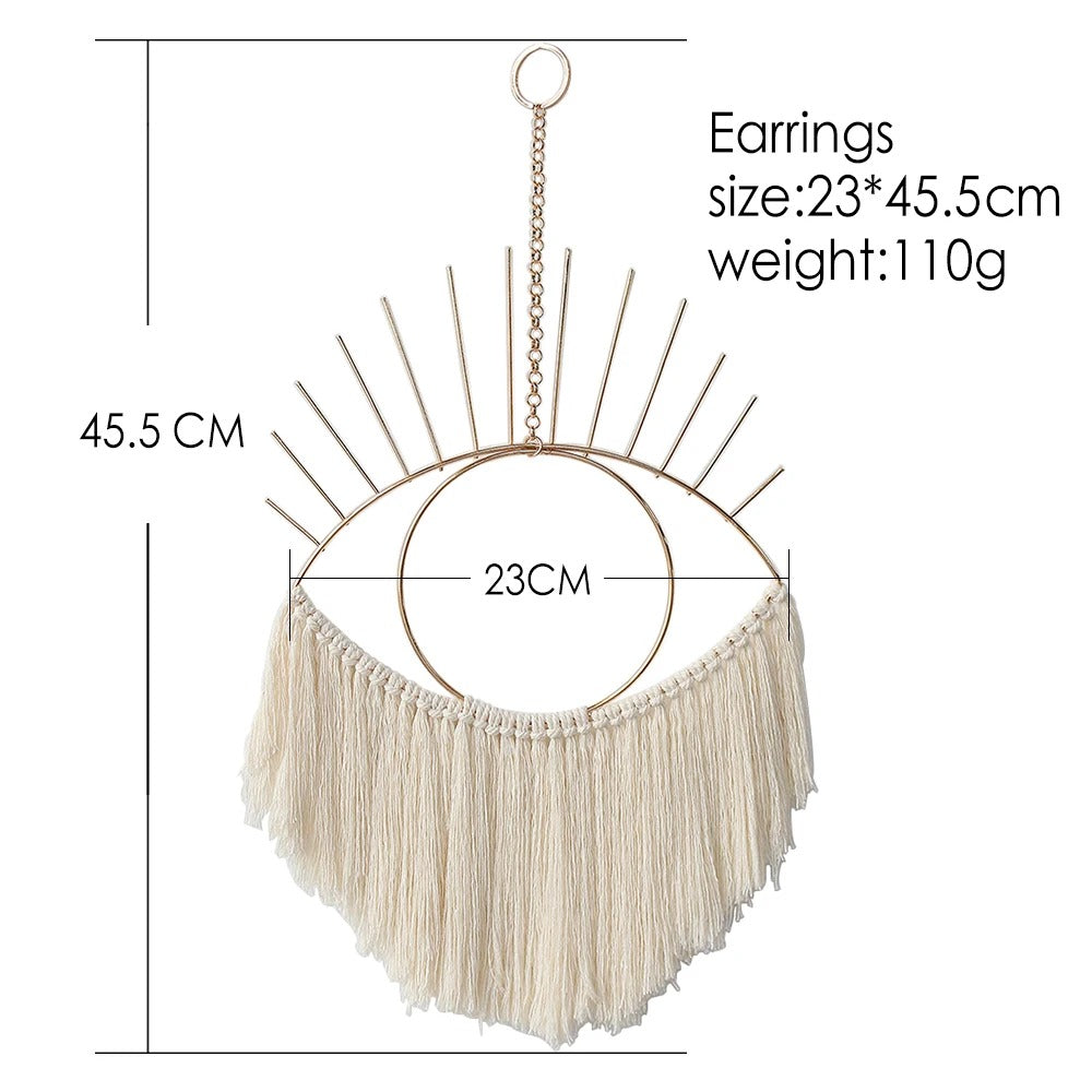Boho Macrame Wall Hanging Evil Eye Tapestry Decoration Home Decor  Dream Catcher Aesthetic Metal Art Room Bedroom Ornaments