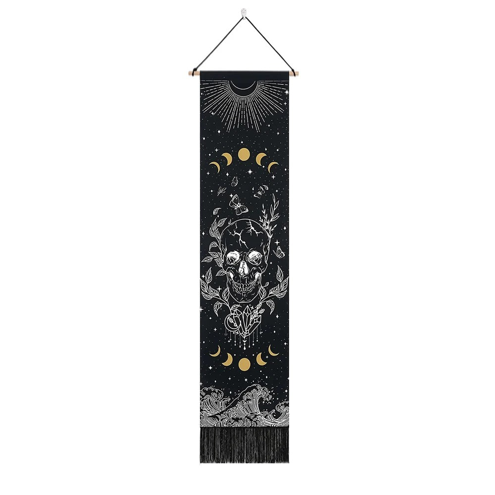 Spsychedelic Gothic Skull Tapestry Wall Hangings Trippy Black Evil Eye Skeleton Hand Tapestry for Bedroom Living Room Dorm Decor