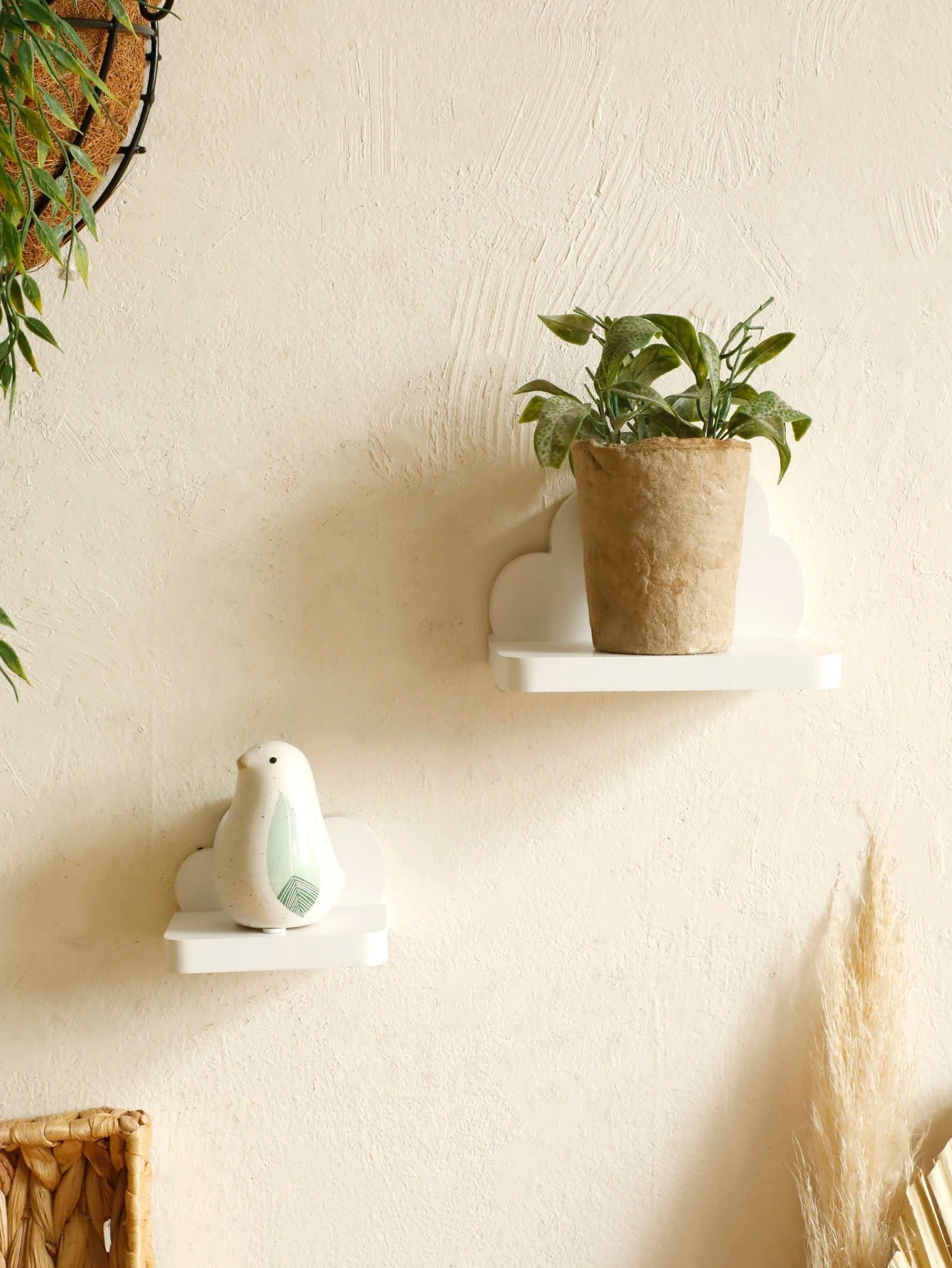 Boho Cloud Wall Shelf, Minimalist Floating Display Shelf for Kids' Room Decor, Wooden Cloud Shape Organizer for Nursery, Bedroom