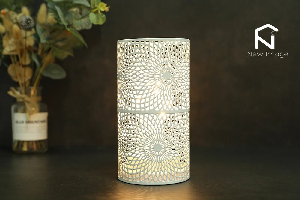 2 Pack Modern Nordic Cylinder Table Lamp Night Light Candle Holder for Bedroom Illumination Warm White Gift Room Decor
