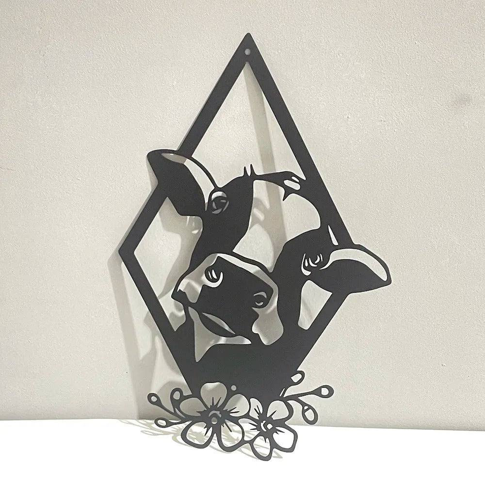 Metal Cow Wall Art Hanging Decorations Sign Farmhouse Kitchen Sculptures Animals Classic Housewarming
