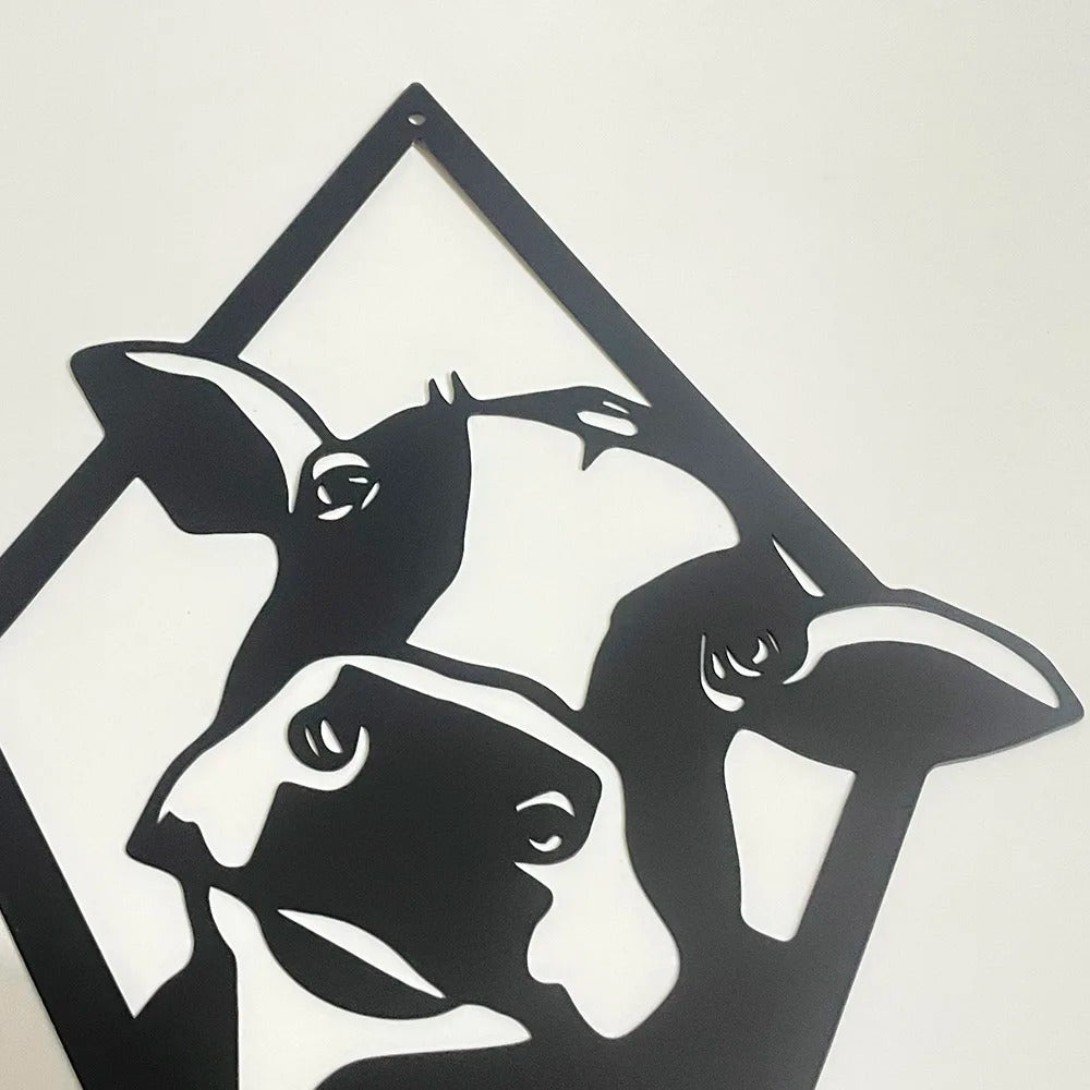 Metal Cow Wall Art Hanging Decorations Sign Farmhouse Kitchen Sculptures Animals Classic Housewarming