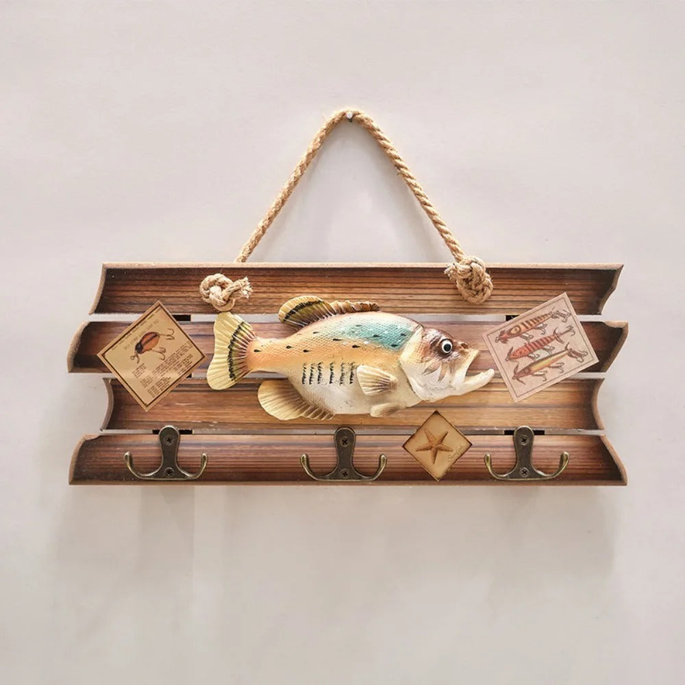 Nordic Unique Simulation Fish Pendant Handmade Realistic Wood Fish Wall Hanging Ornaments Fish Decor Hook Living Room