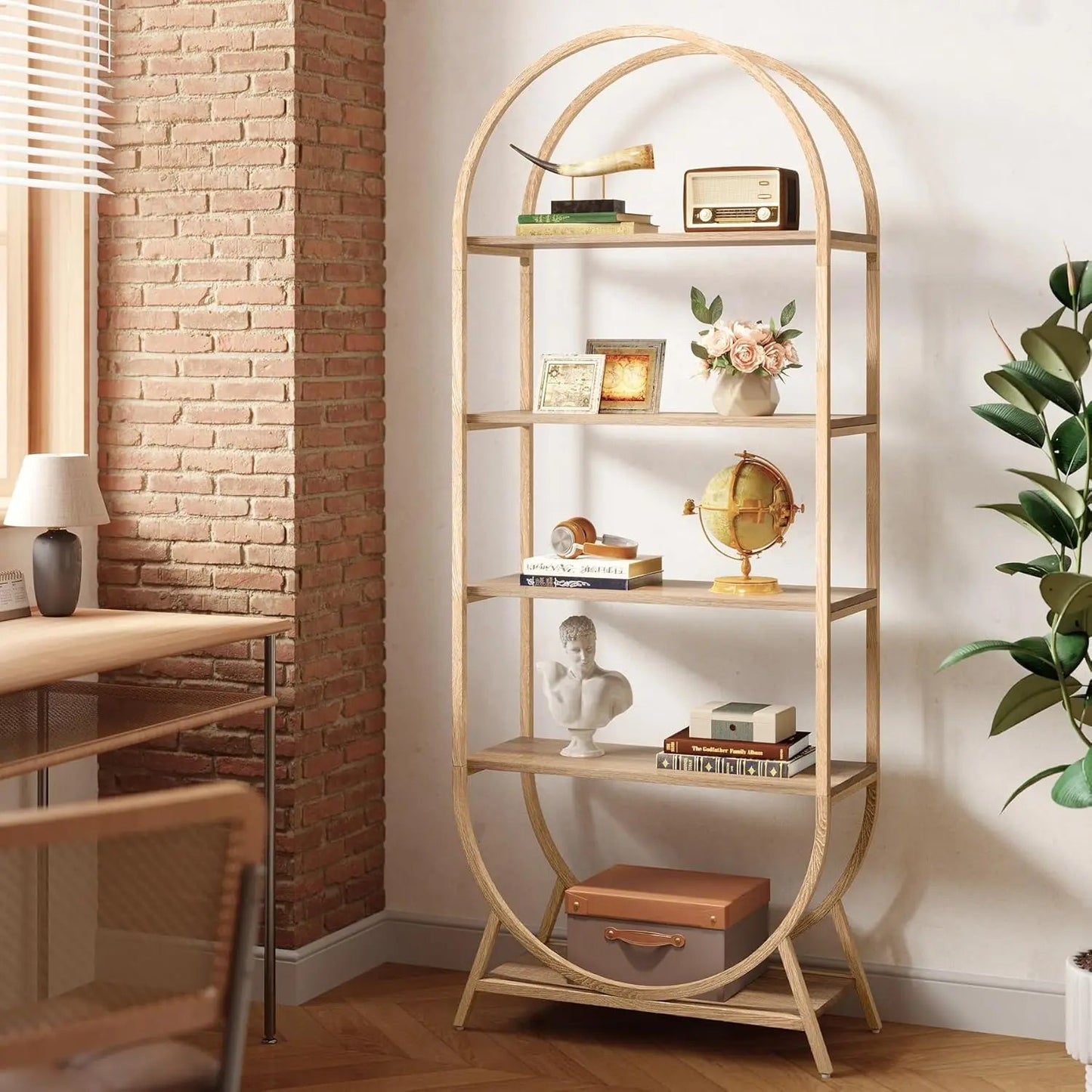 Bookshelf 5-Tier Arched Bookcase, 70.8" Tall Modern Open Book Shelves,Freestanding Display Rack for Living Room, Bedroom, Office