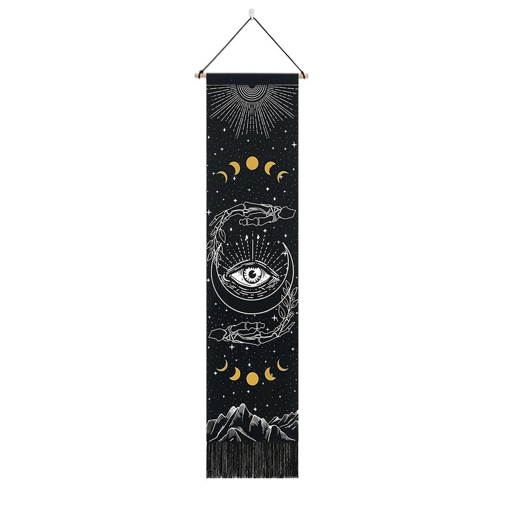Spsychedelic Gothic Skull Tapestry Wall Hangings Trippy Black Evil Eye Skeleton Hand Tapestry for Bedroom Living Room Dorm Decor