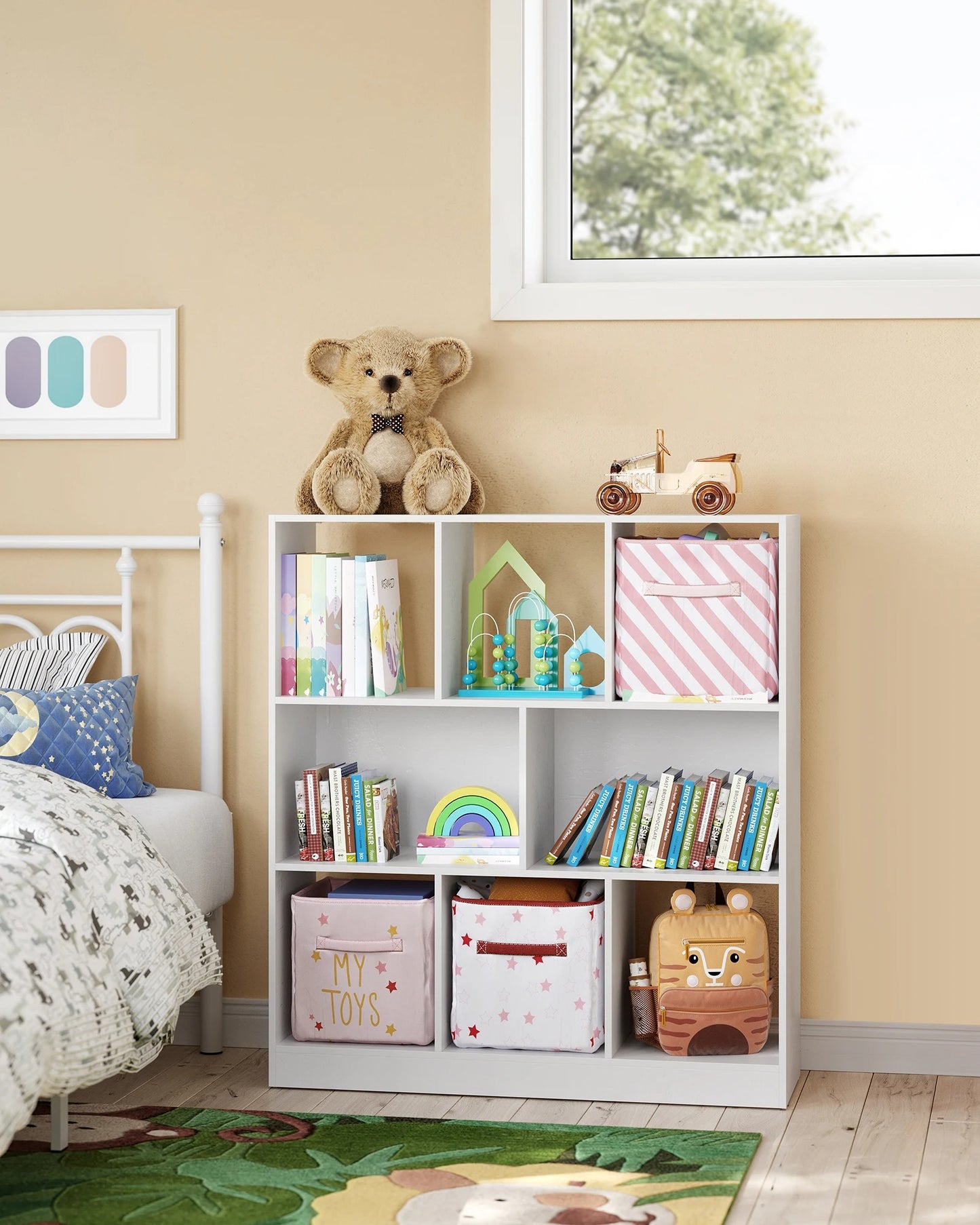 Bookcase, Bookshelf, Freestanding Storage Unit, 8 Open Compartments, Used Horizontally, Vertically, Upside Down