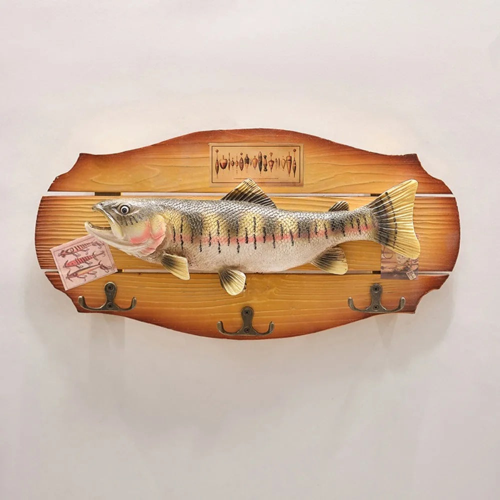 Nordic Unique Simulation Fish Pendant Handmade Realistic Wood Fish Wall Hanging Ornaments Fish Decor Hook Living Room