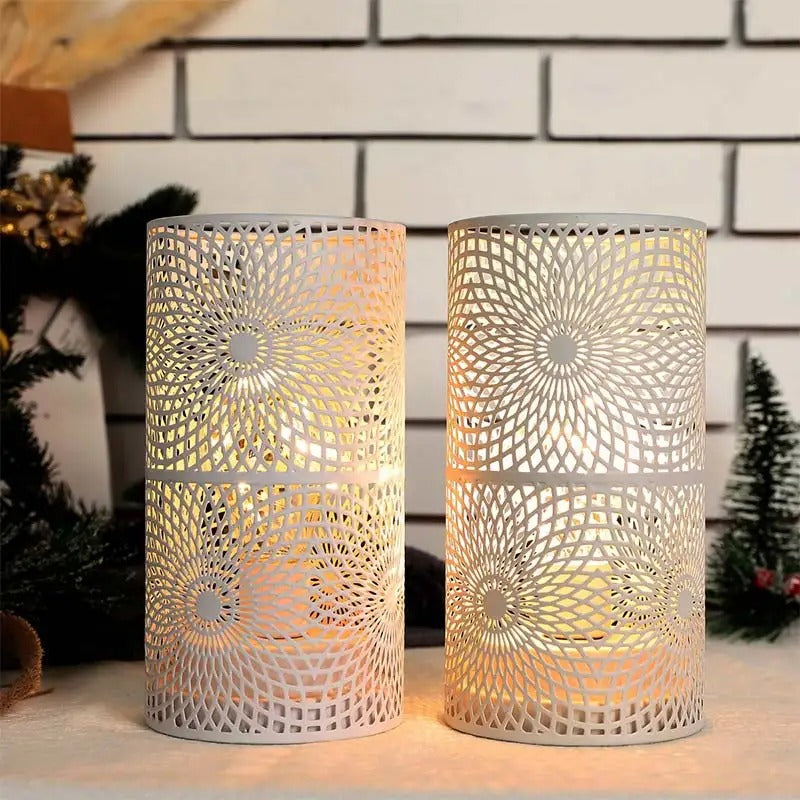2 Pack Modern Nordic Cylinder Table Lamp Night Light Candle Holder for Bedroom Illumination Warm White Gift Room Decor