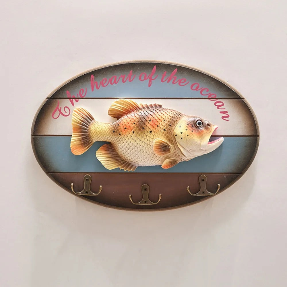 Nordic Unique Simulation Fish Pendant Handmade Realistic Wood Fish Wall Hanging Ornaments Fish Decor Hook Living Room